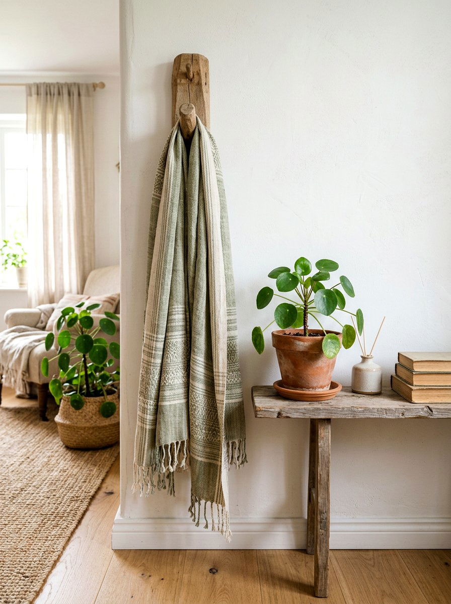 Linen Scarf - 25 Spring Coat Rack Decor Ideas