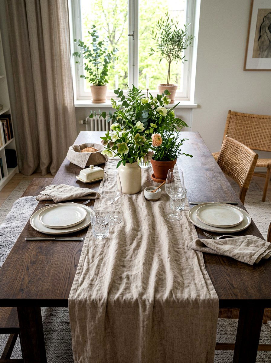Linen Table Linens - 25 Spring Dining Room Decor Ideas