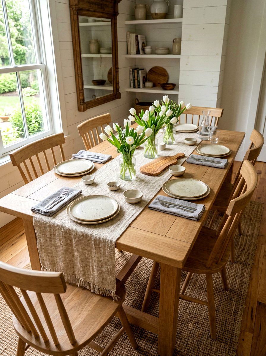 Linen Table Runner - 25 Spring Table Runner Ideas