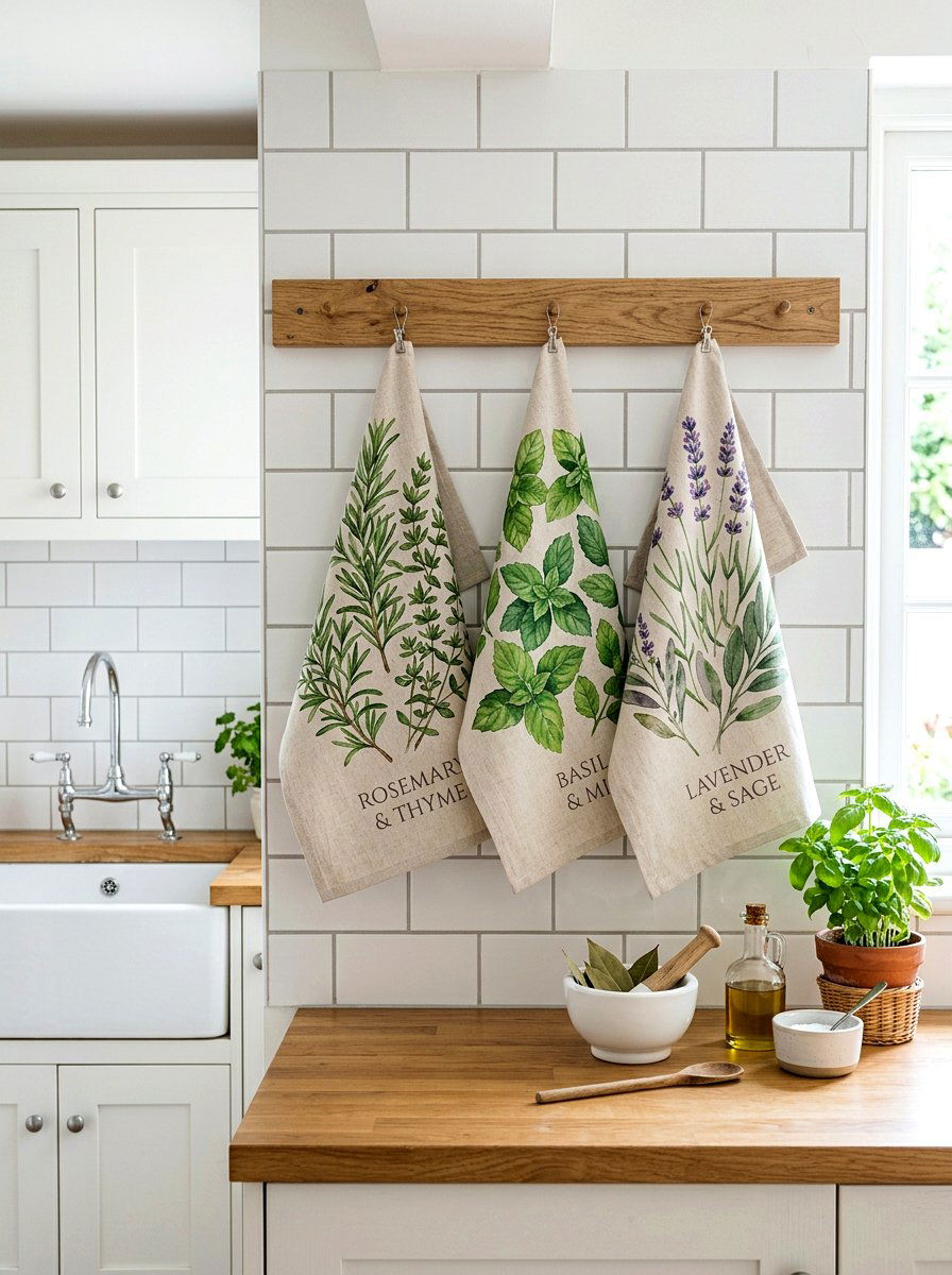 Linen Watercolor Tea Towels - 25 Spring Watercolor Decor Ideas