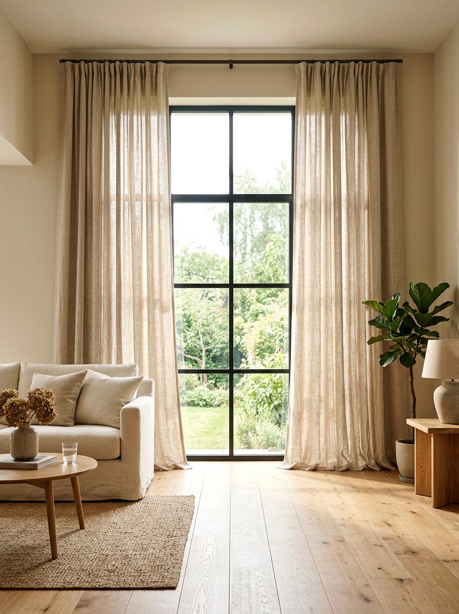 Linen Window Curtain - 25 Spring Neutral Decor Ideas
