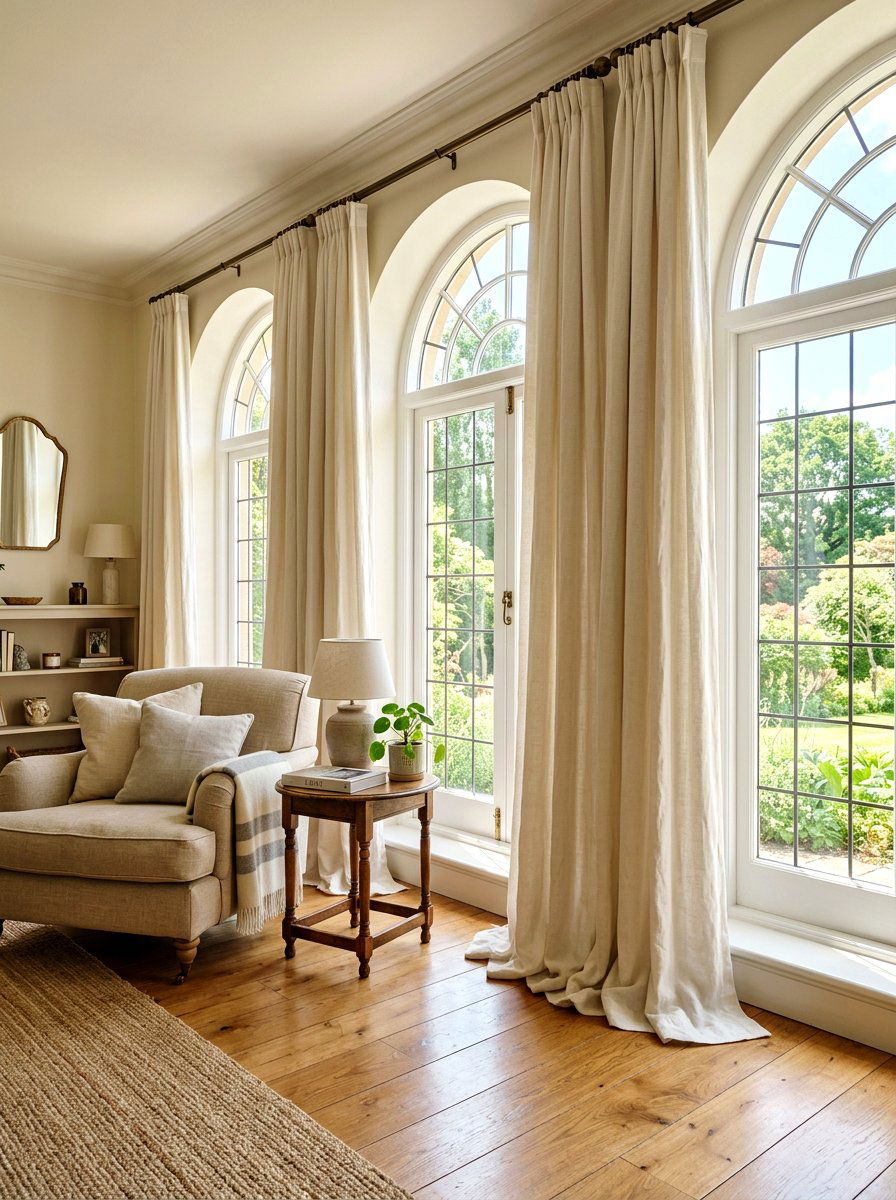 Linen Window Treatment - 25 Spring Tuscan Decor Ideas