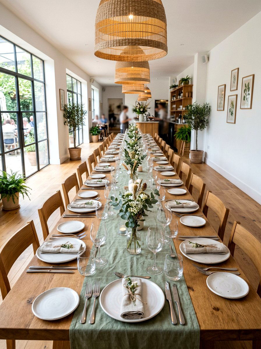 Linen table runner - 25 Spring Restaurant Decor Ideas