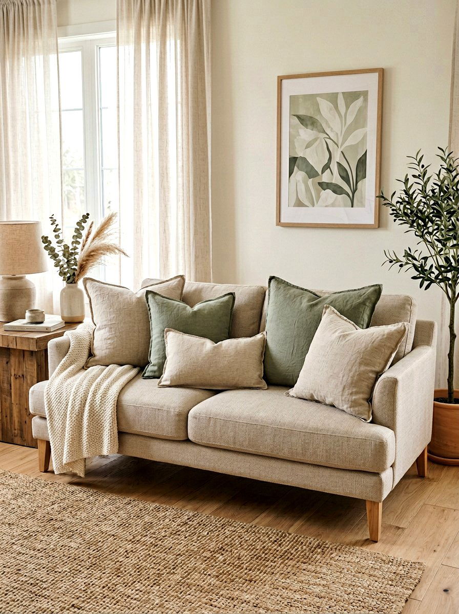 Linen throw pillows sofa - 25 Spring Organic Modern Decor Ideas
