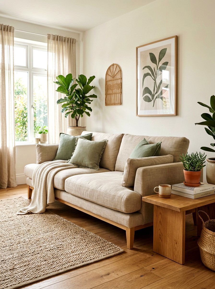 Linen upholstered sofa - 25 Spring Organic Modern Decor Ideas