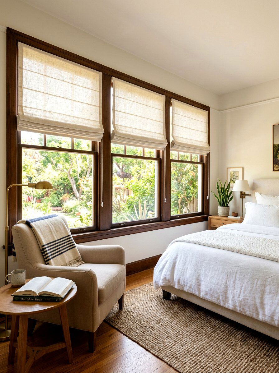 Linen window shades - 25 Spring Master Bedroom Decor Ideas