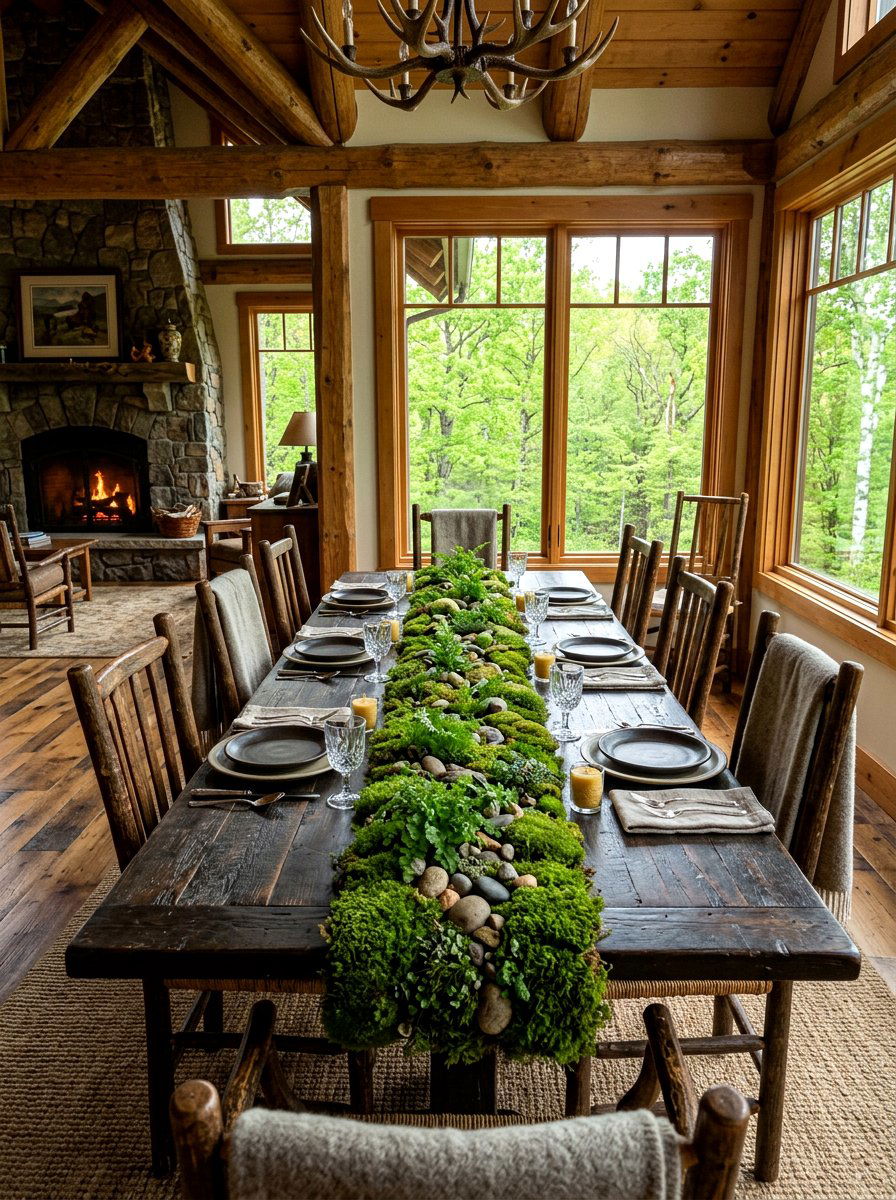 Living Moss Runner - 25 Spring Long Table Decor Ideas