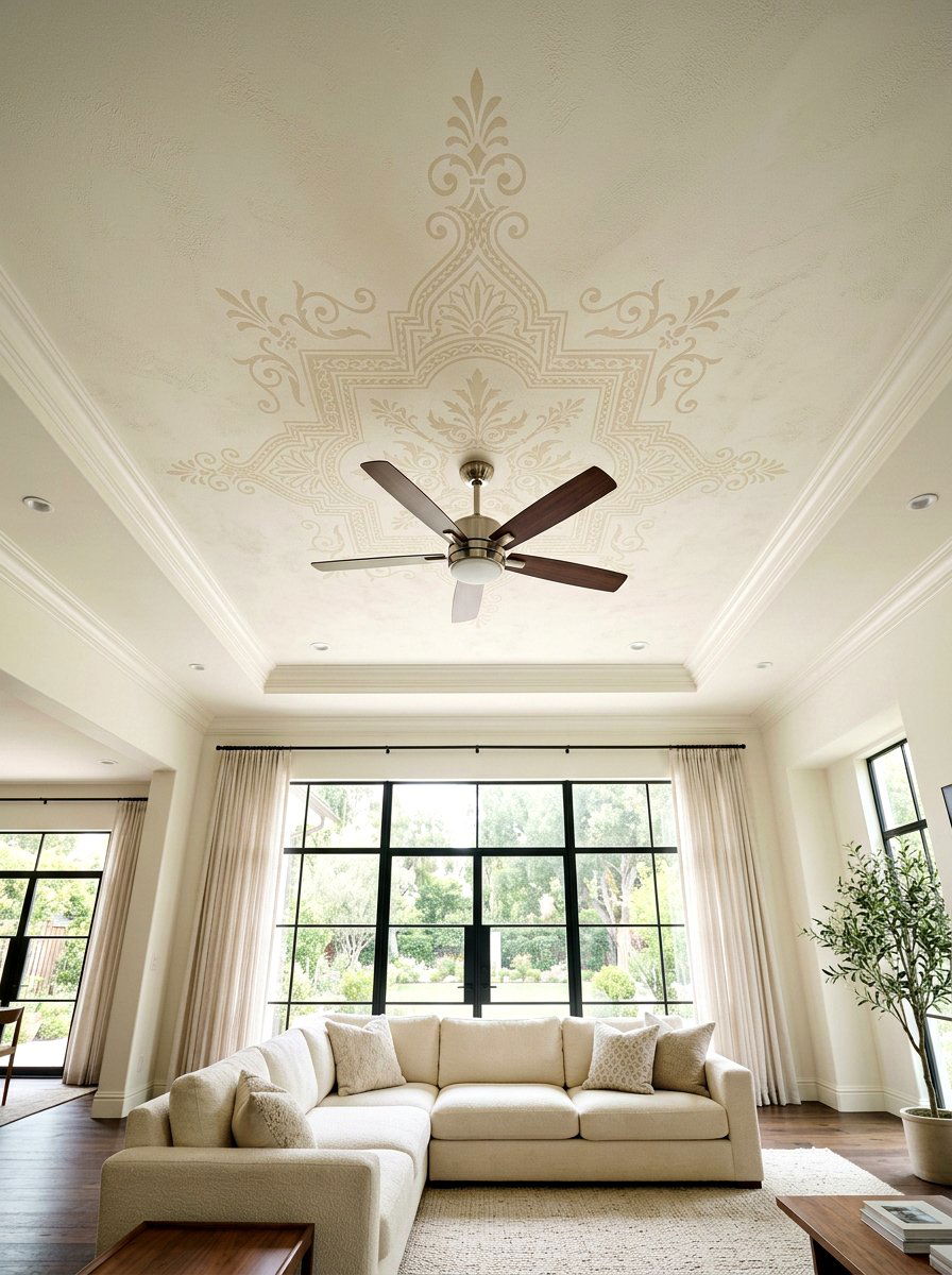 Living Room Ceiling Stencil - 25 Spring Stencil Decor Ideas