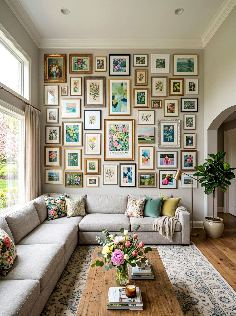 Living Room Focal Wall - 25 Spring Photo Wall Ideas
