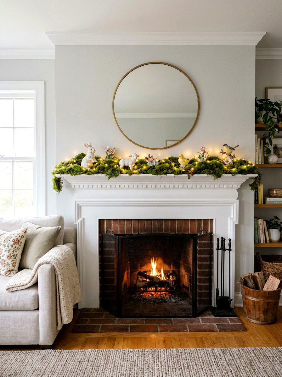 Living Room Mantle Light - 25 Spring String Light Ideas