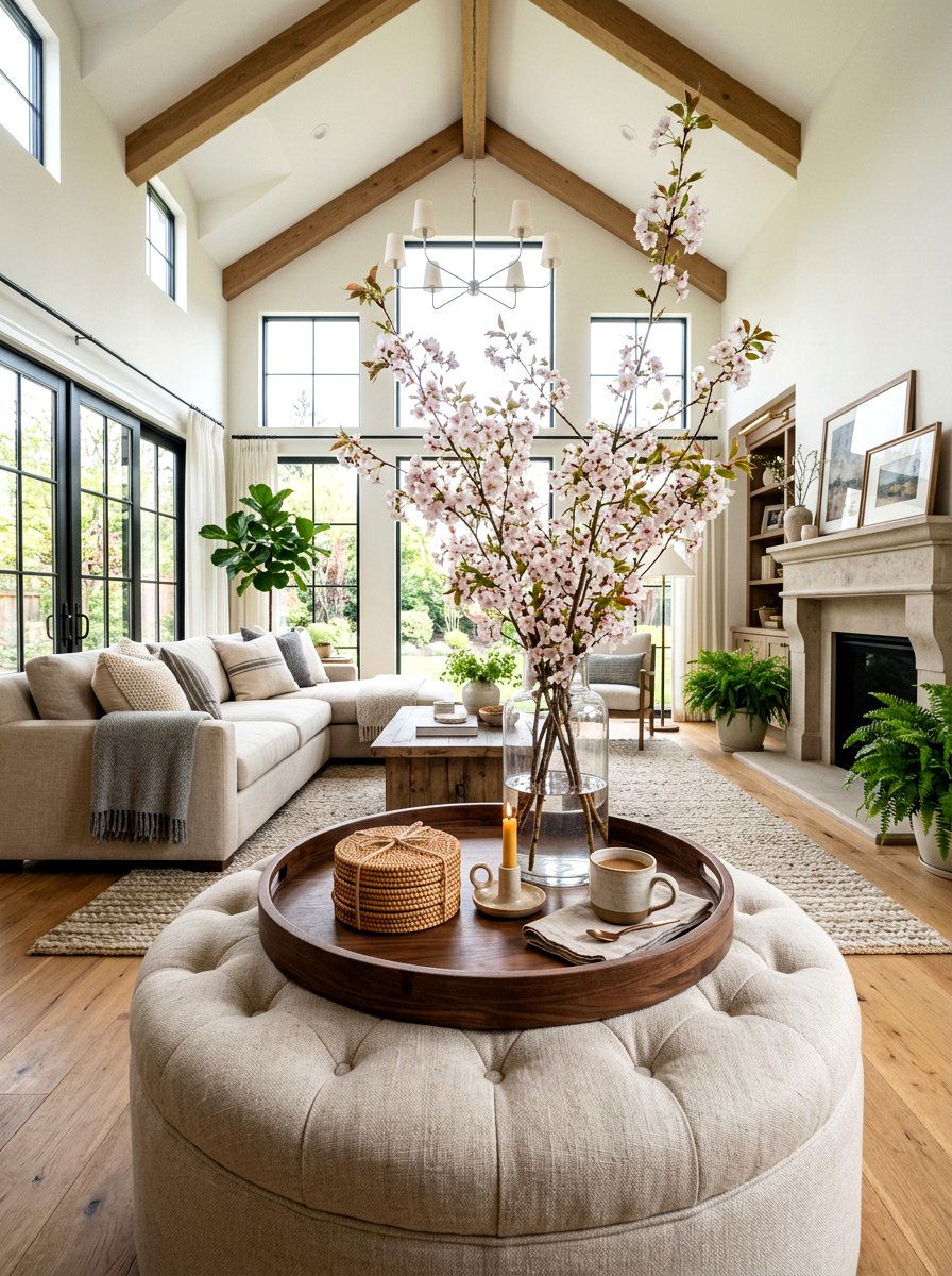 Living Room Ottoman Tray - 25 Spring Wooden Tray Decor Ideas