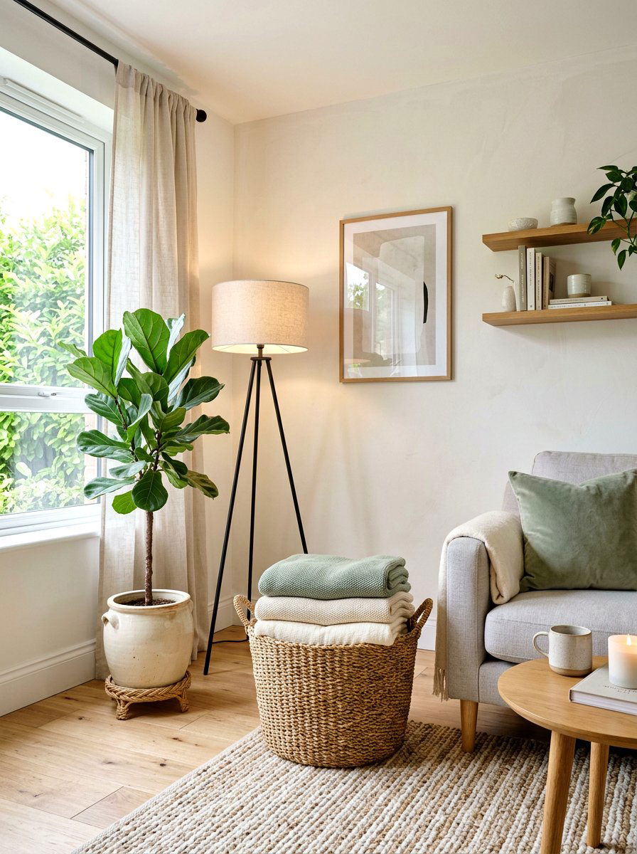 Living room corner basket blankets - 25 Spring Basket Decor Ideas