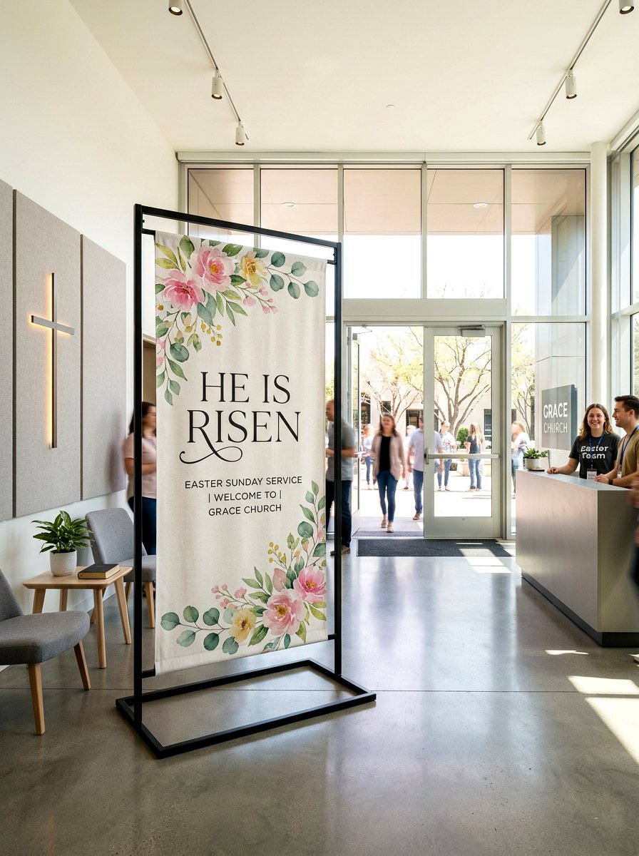 Lobby Welcome Banner - 25 Spring Church Decor Ideas
