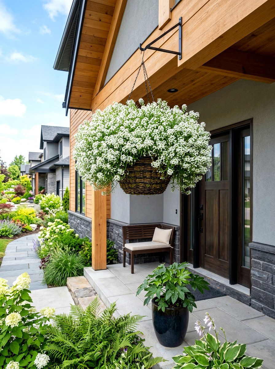 Lobularia Hanging Basket - 25 Spring Hanging Basket Flower Ideas