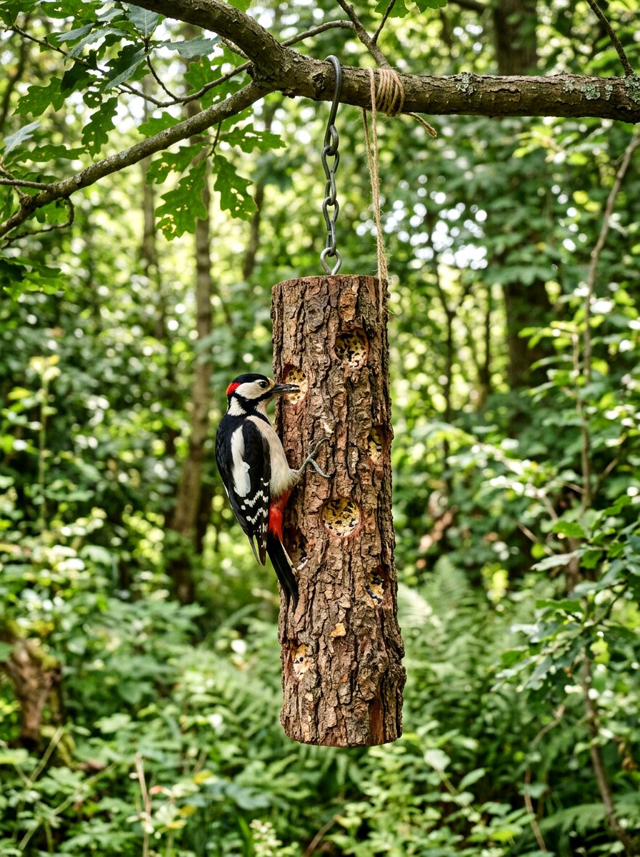 Log Bird Feeder - 25 Spring DIY Bird Feeder Ideas