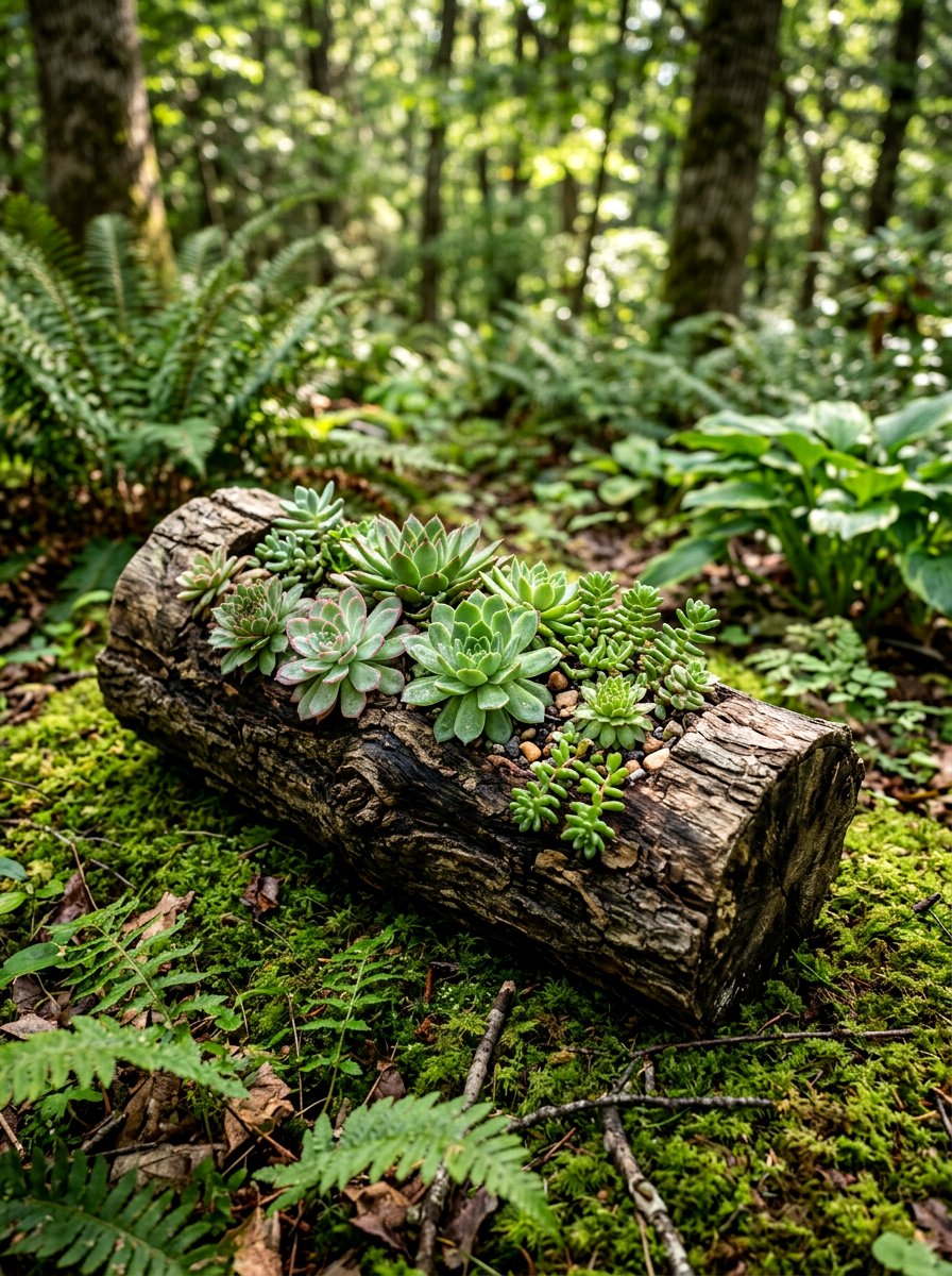 Log Succulent Planter - 25 Spring Succulent Planter Ideas