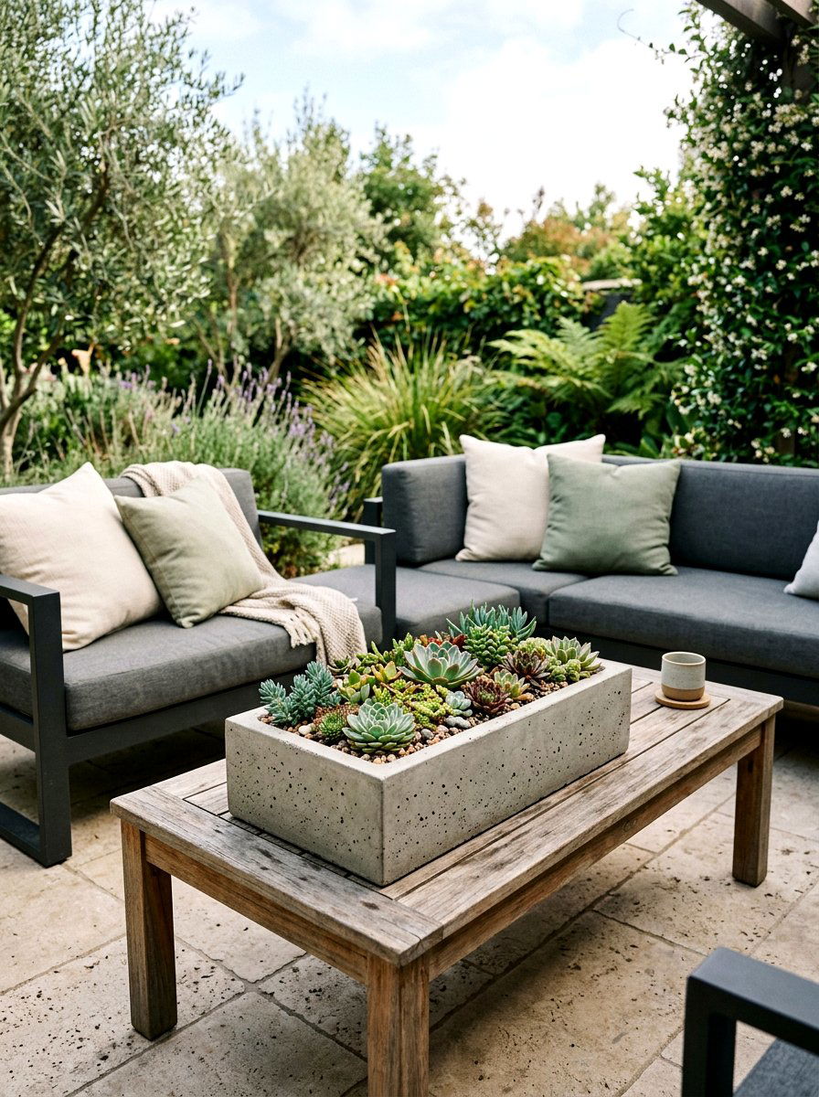 Low Concrete Planter - 25 Spring Concrete Planter Ideas