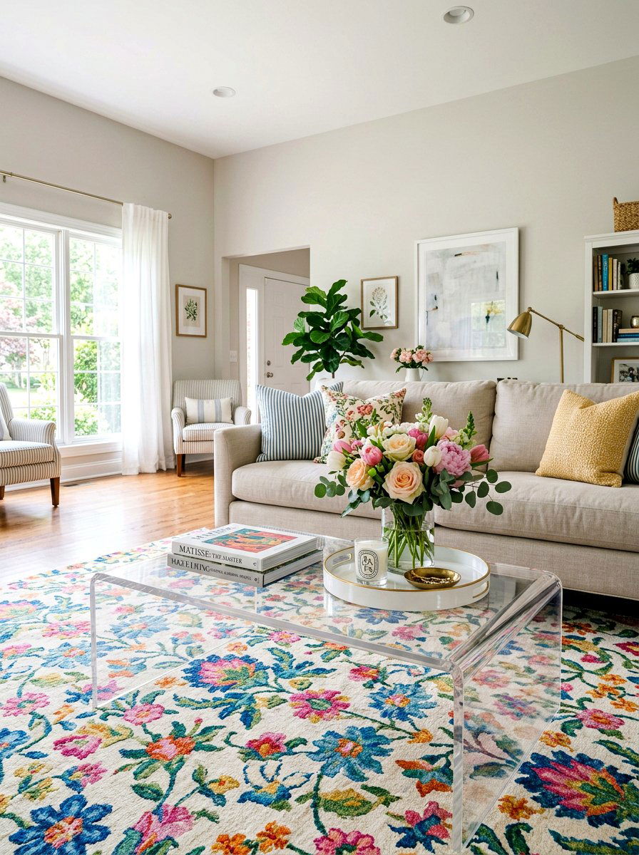 Lucite Coffee Table - 25 Spring Preppy Decor Ideas