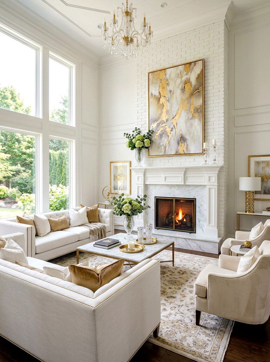Luxury Living Room - 25 Spring White Brick Fireplace Ideas