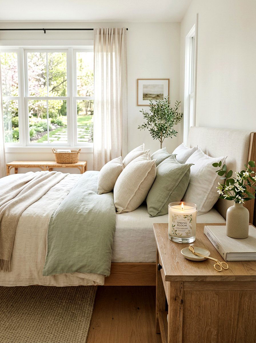 Luxury Spring Candle - 25 Spring Bedroom Nightstand Styling Ideas