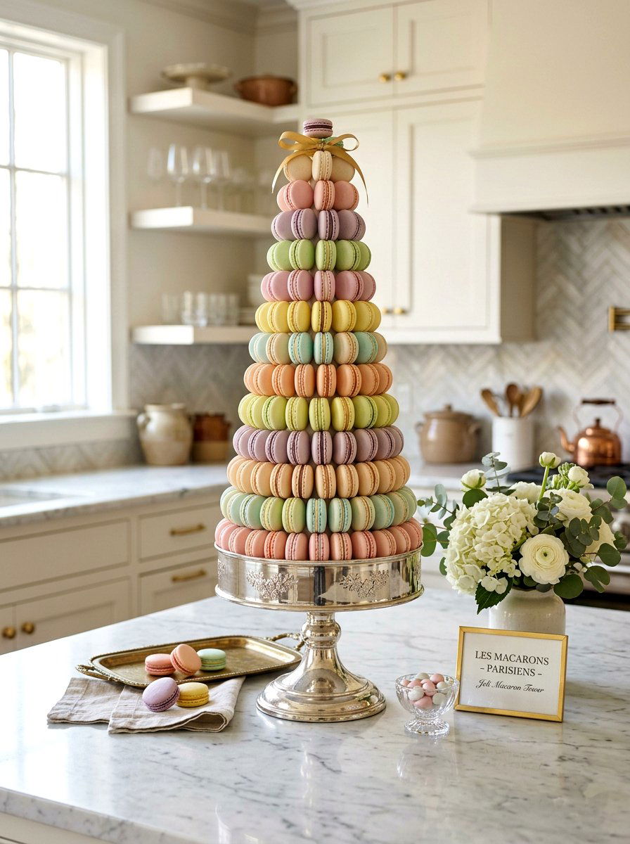 Macaron Tower - 25 Spring High Tea Decor Ideas