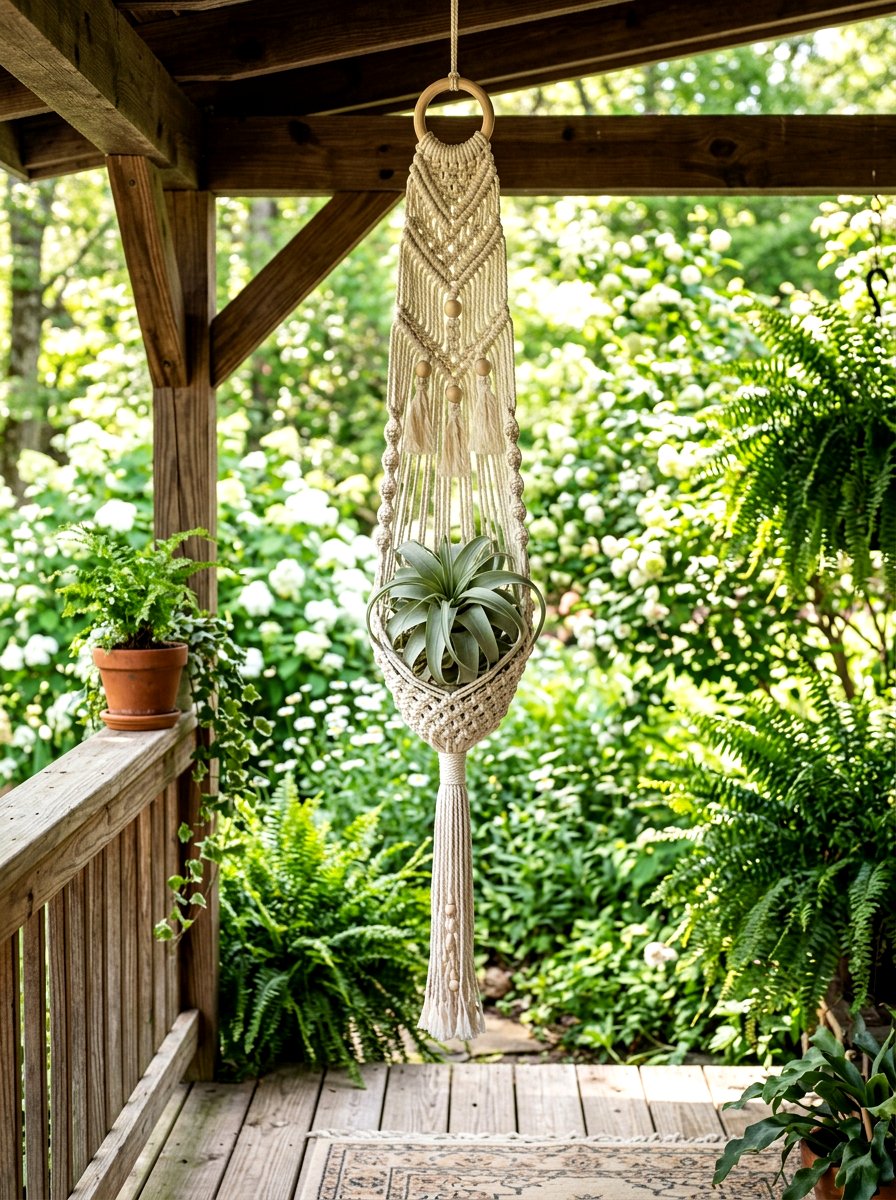 Macrame Air Plant Holder - 25 Spring Hanging Terrarium Ideas