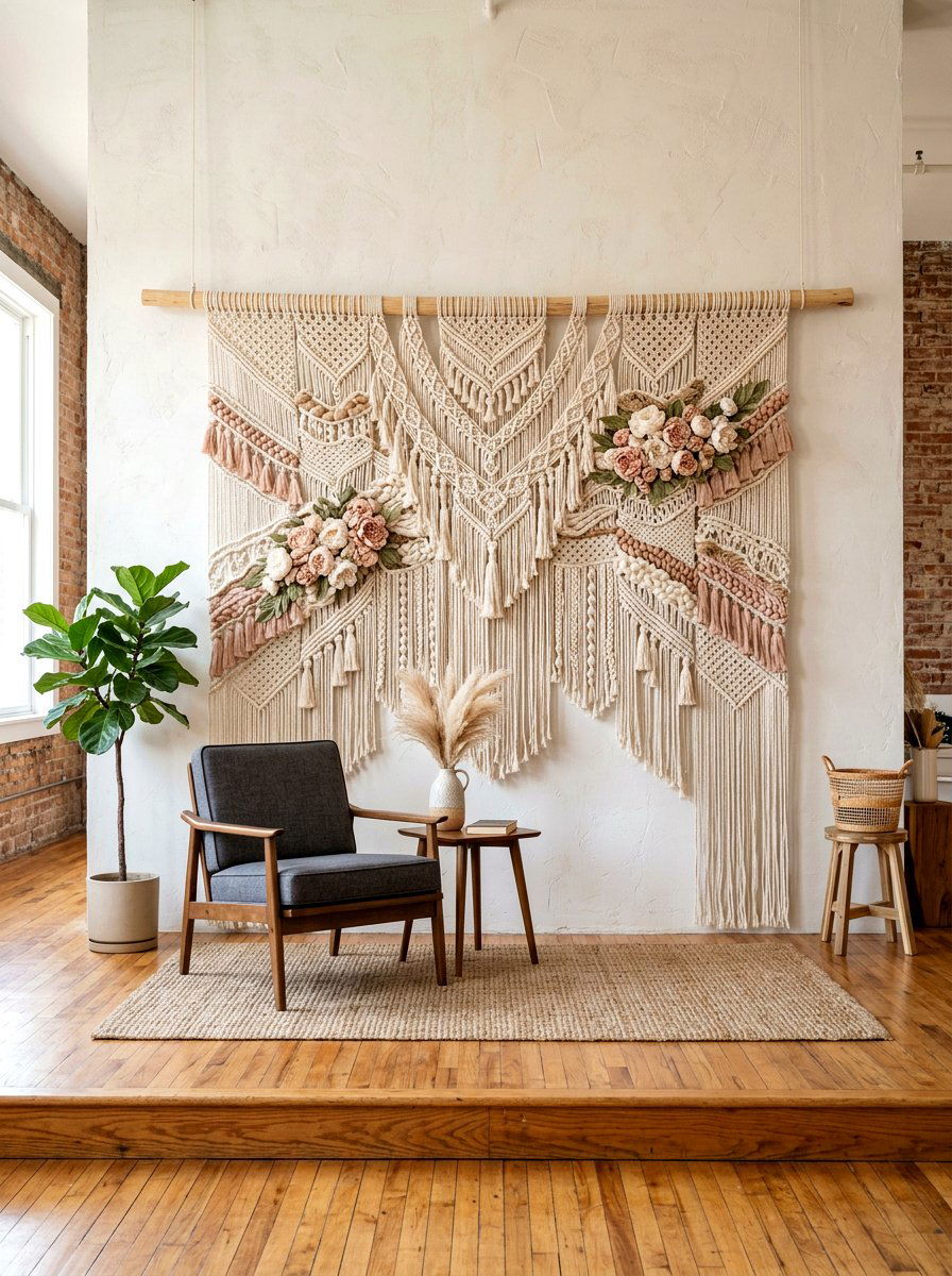 Macrame Backdrop - 25 Spring Wedding Shower Decor Ideas