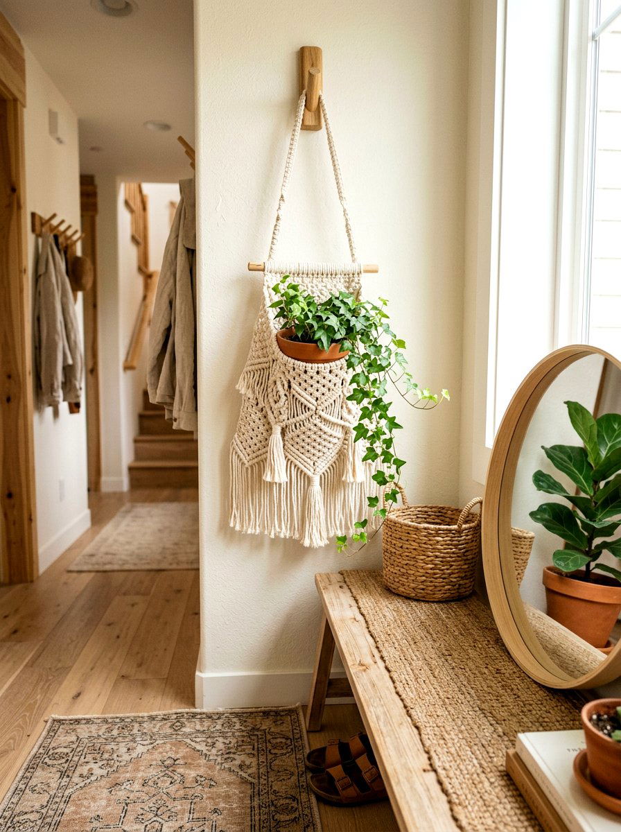 Macrame Bag - 25 Spring Coat Rack Decor Ideas