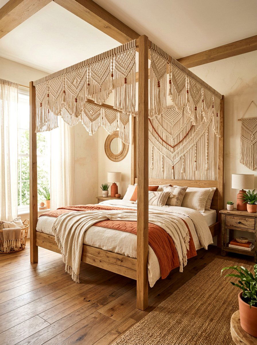Macrame Bed Canopy - 25 Spring Canopy Bed Decor Ideas