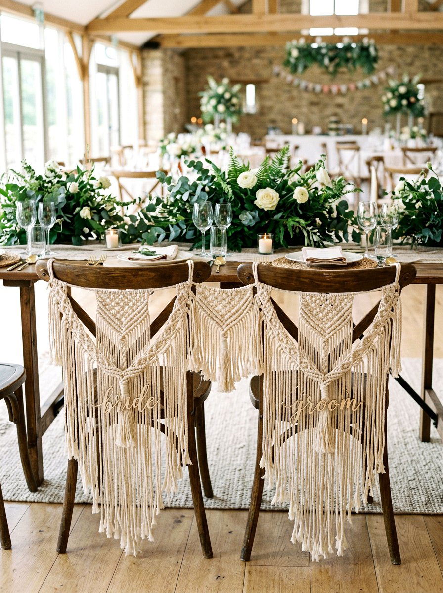 Macrame Chair Hanger - 25 Spring Wedding Chair Decor Ideas