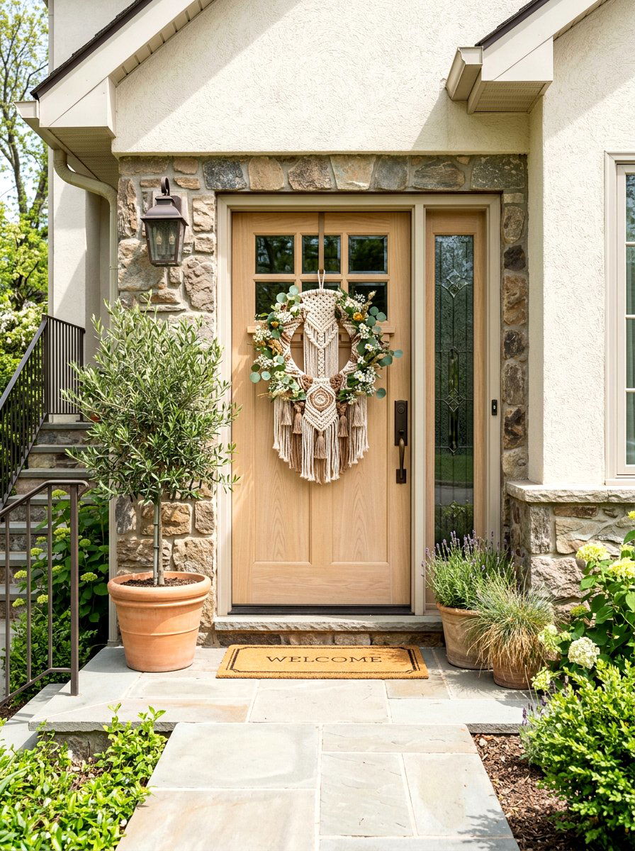 Macrame Door Wreath - 25 Spring Macrame Decor Ideas