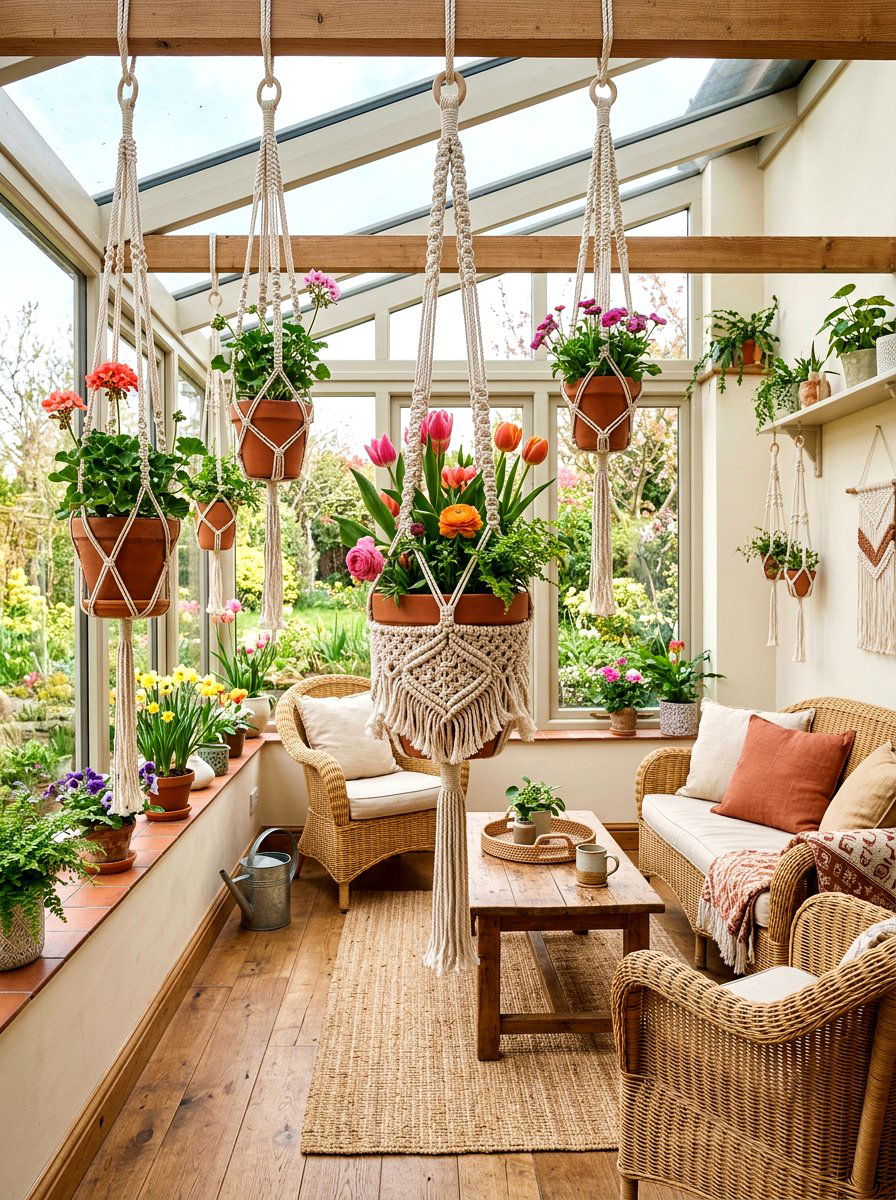 Macrame Flower Pot - 25 Spring Macrame Decor Ideas