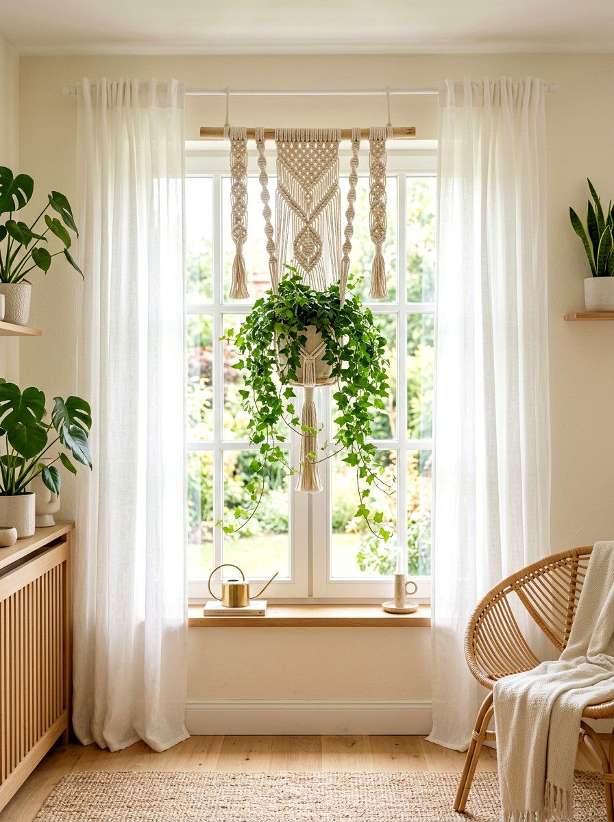 Macrame Hanging Plant - 25 Spring Kitchen Windowsill Ideas