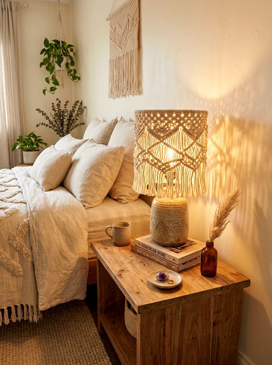 Macrame Lamp Shade - 25 Spring Macrame Decor Ideas