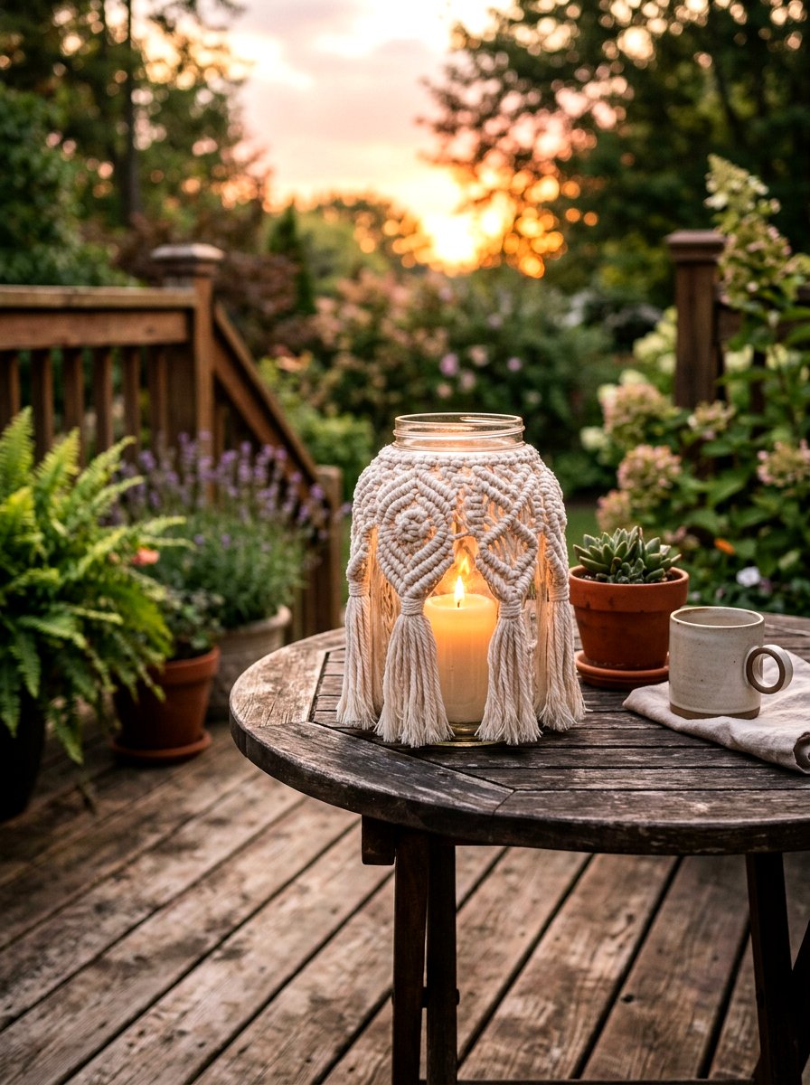 Macrame Lantern Cover - 25 Spring Macrame Decor Ideas