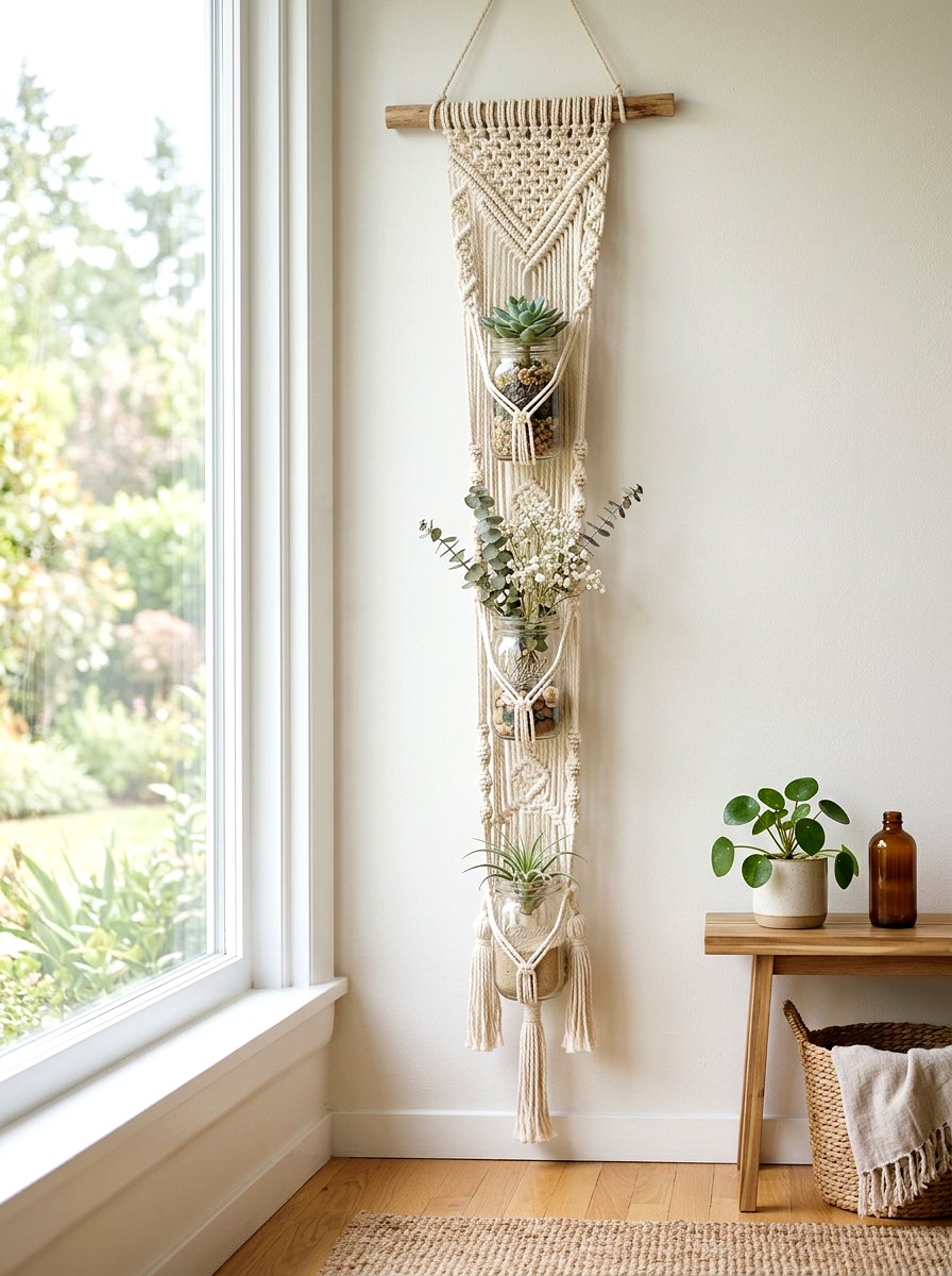 Macrame Mason Jar Hanger - 25 Spring Mason Jar Lantern Ideas