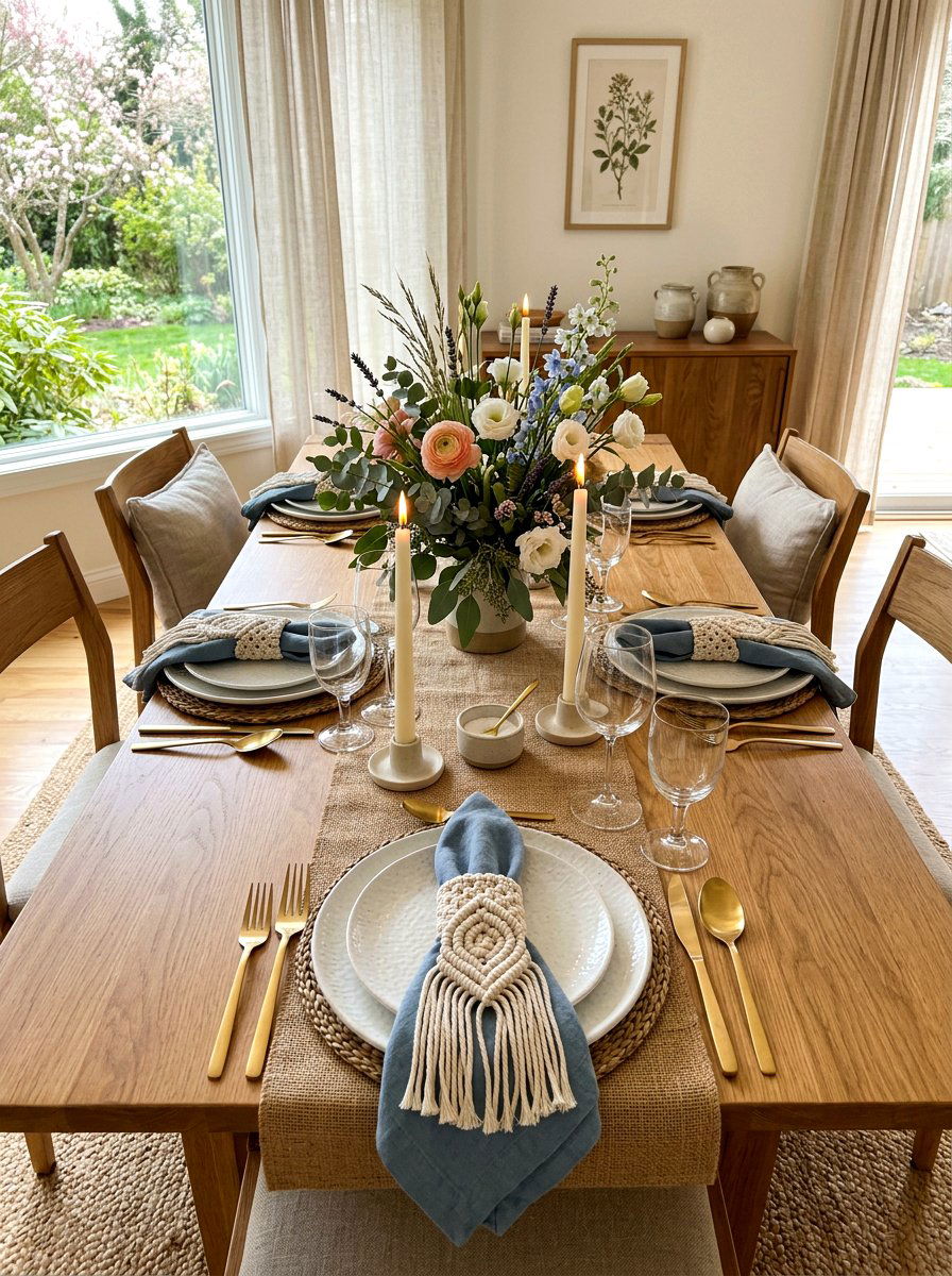 Macrame Napkin Ring - 25 Spring Macrame Decor Ideas