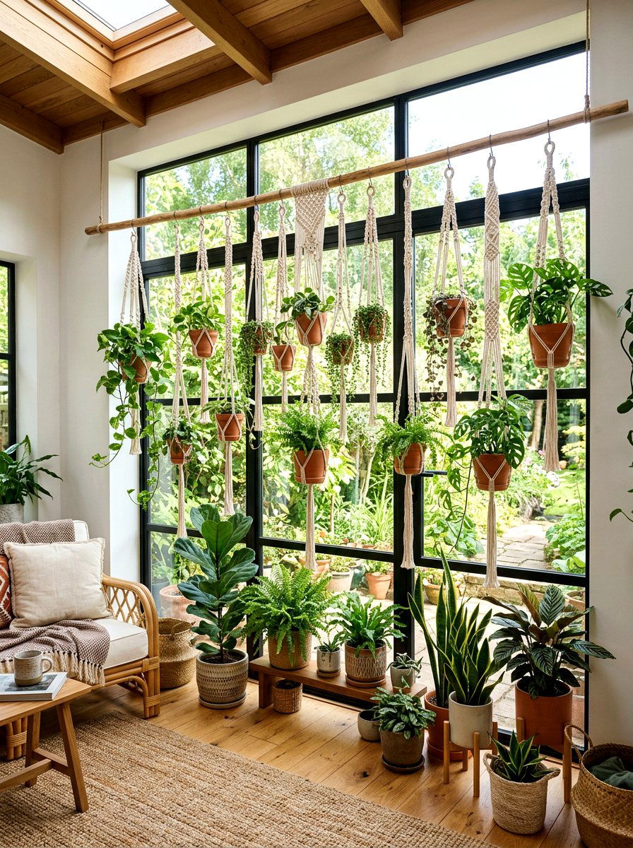 Macrame Plant Hanger Wall - 25 Spring DIY Wall Art Ideas