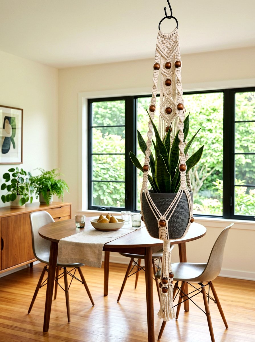 Macrame Plant Hanger With Wooden Beads - 25 Spring Macrame Plant Hanger Ideas