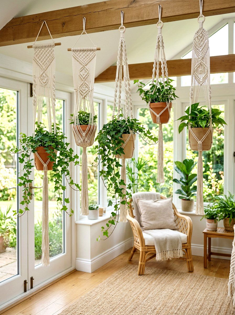 Macrame Plant Pot - 25 Spring Decorated Pot Ideas