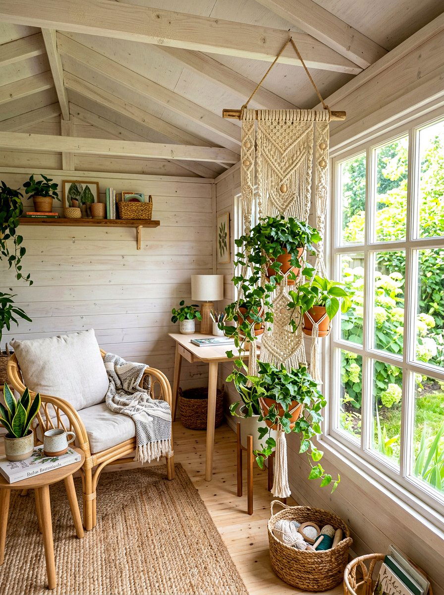 Macrame Planter - 25 Spring She Shed Decor Ideas