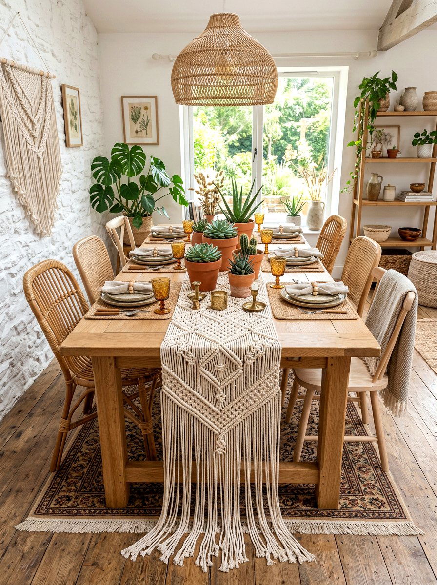 Macrame Table Runner - 25 Spring Table Runner Ideas