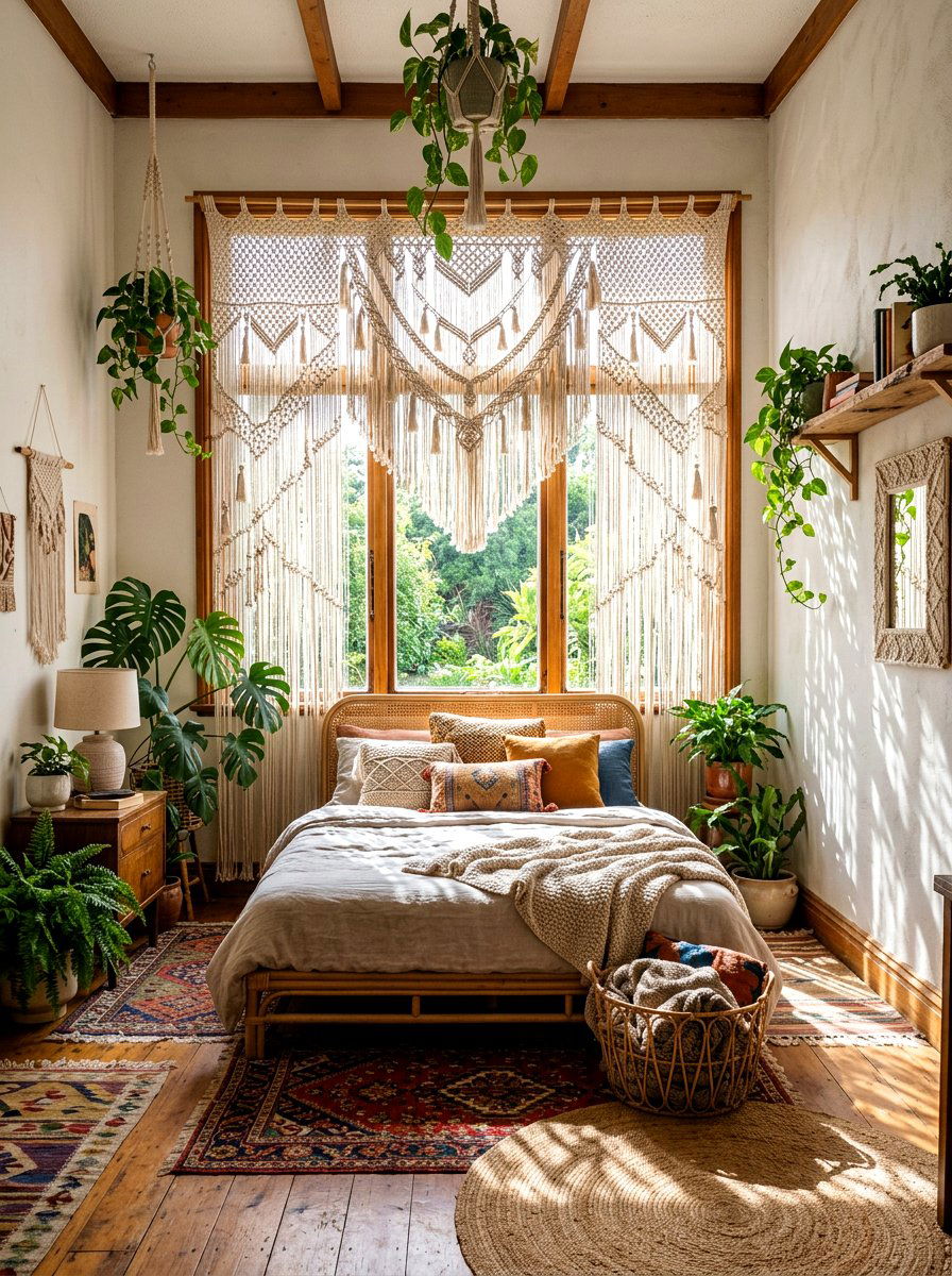 Macrame Window Treatments - 25 Spring Bedroom Curtain Ideas