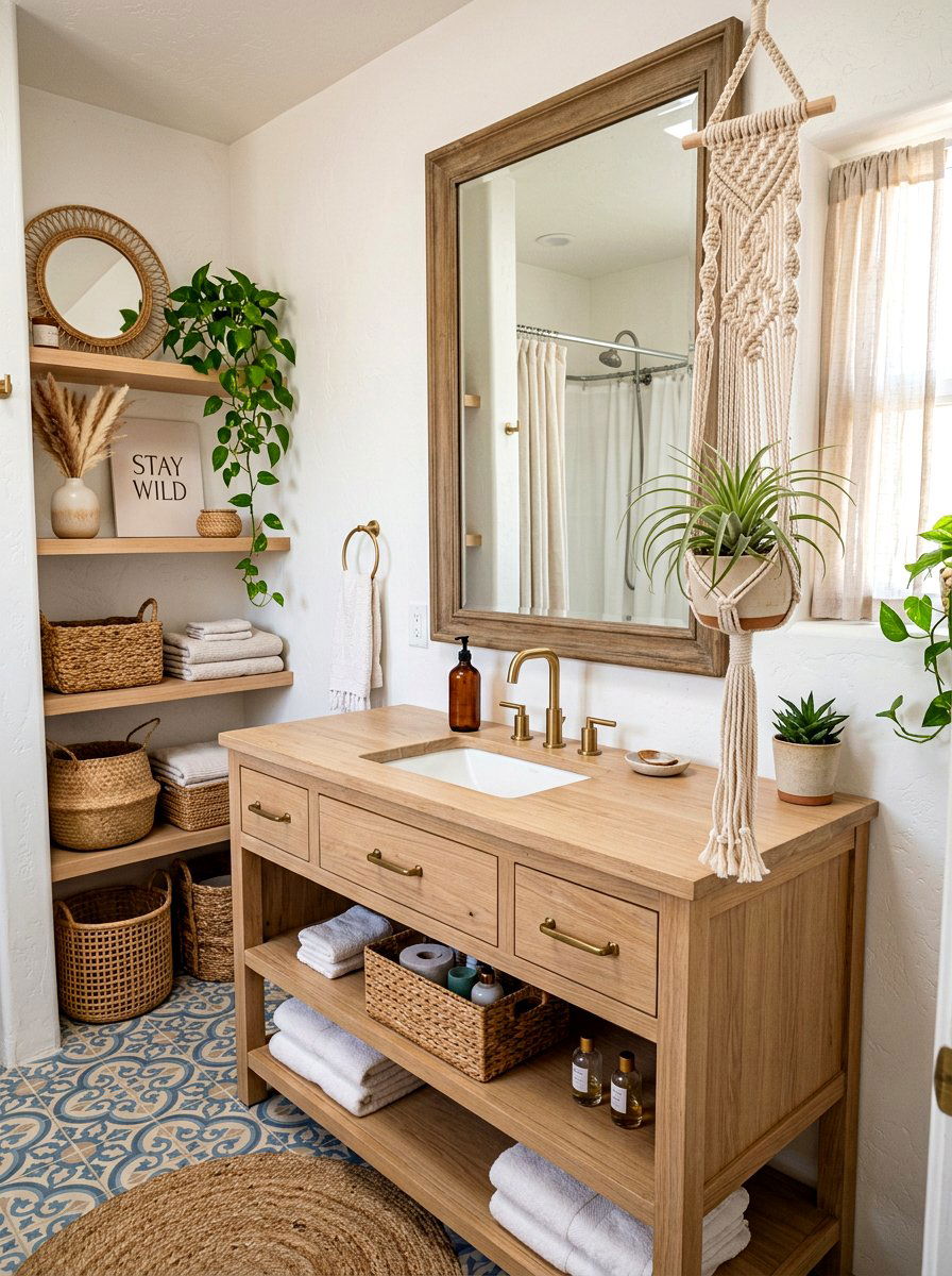 Macrame air plant mirror hanger - 25 Spring Bathroom Mirror Decor Ideas