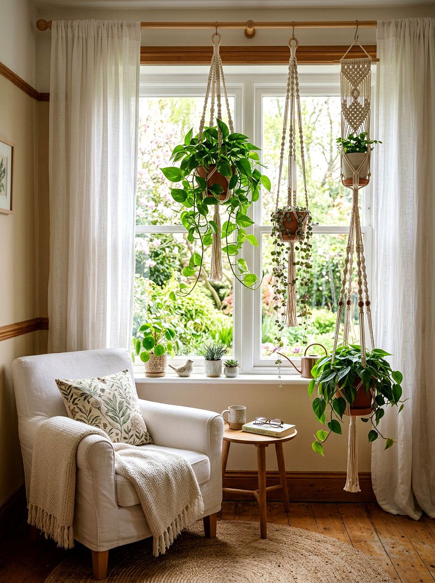Macrame plant hanger - 25 Spring Weaving Decor Ideas