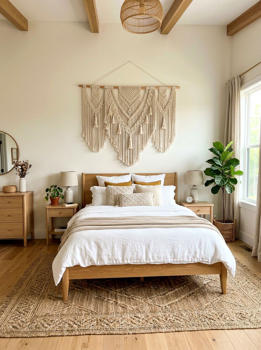 Macrame wall hanging - 25 Spring Vacation Rental Decor Ideas