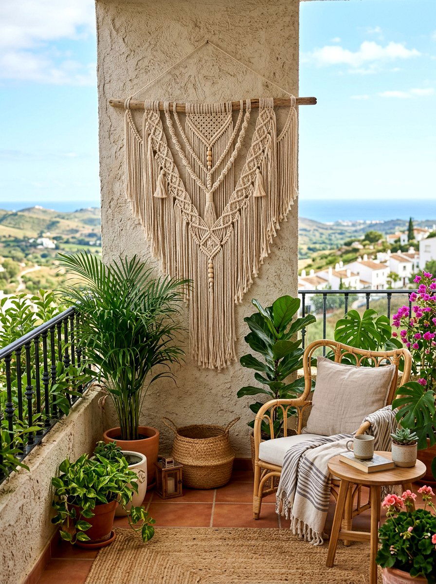 Macrame wall hanging - 25 Spring Balcony Wall Decor Ideas