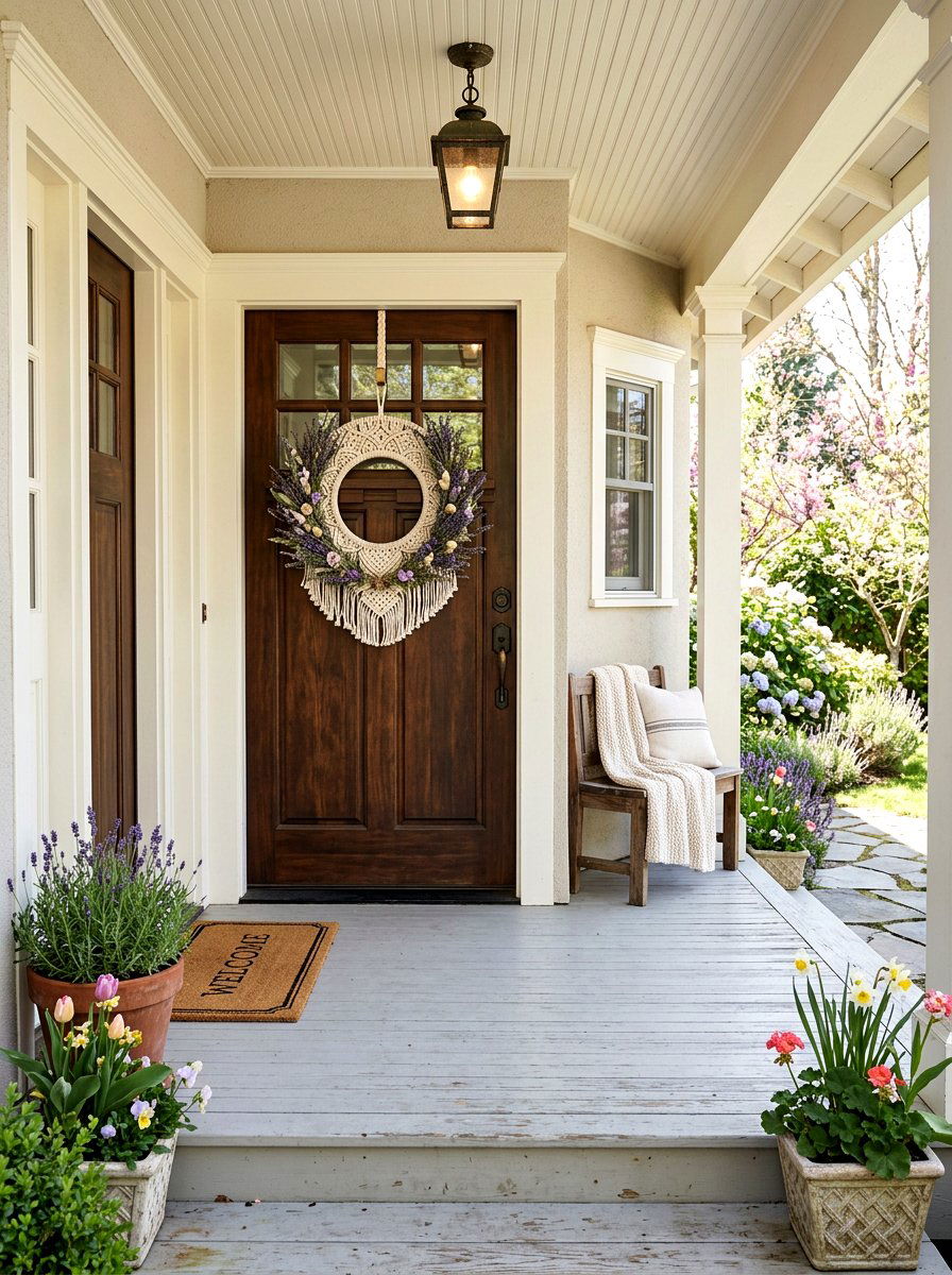 Macrame wreath - 25 Spring Weaving Decor Ideas