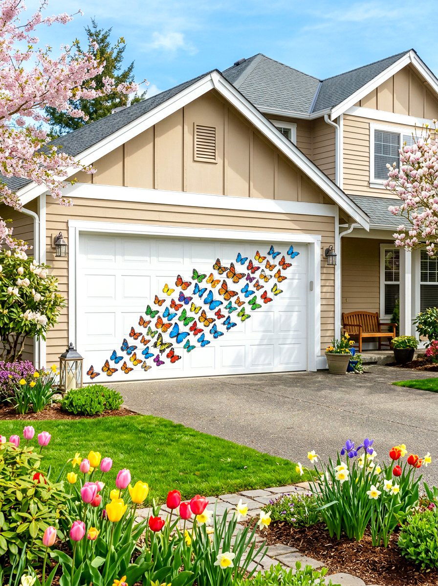 Magnetic Butterfly Accent - 25 Spring Garage Door Decor Ideas