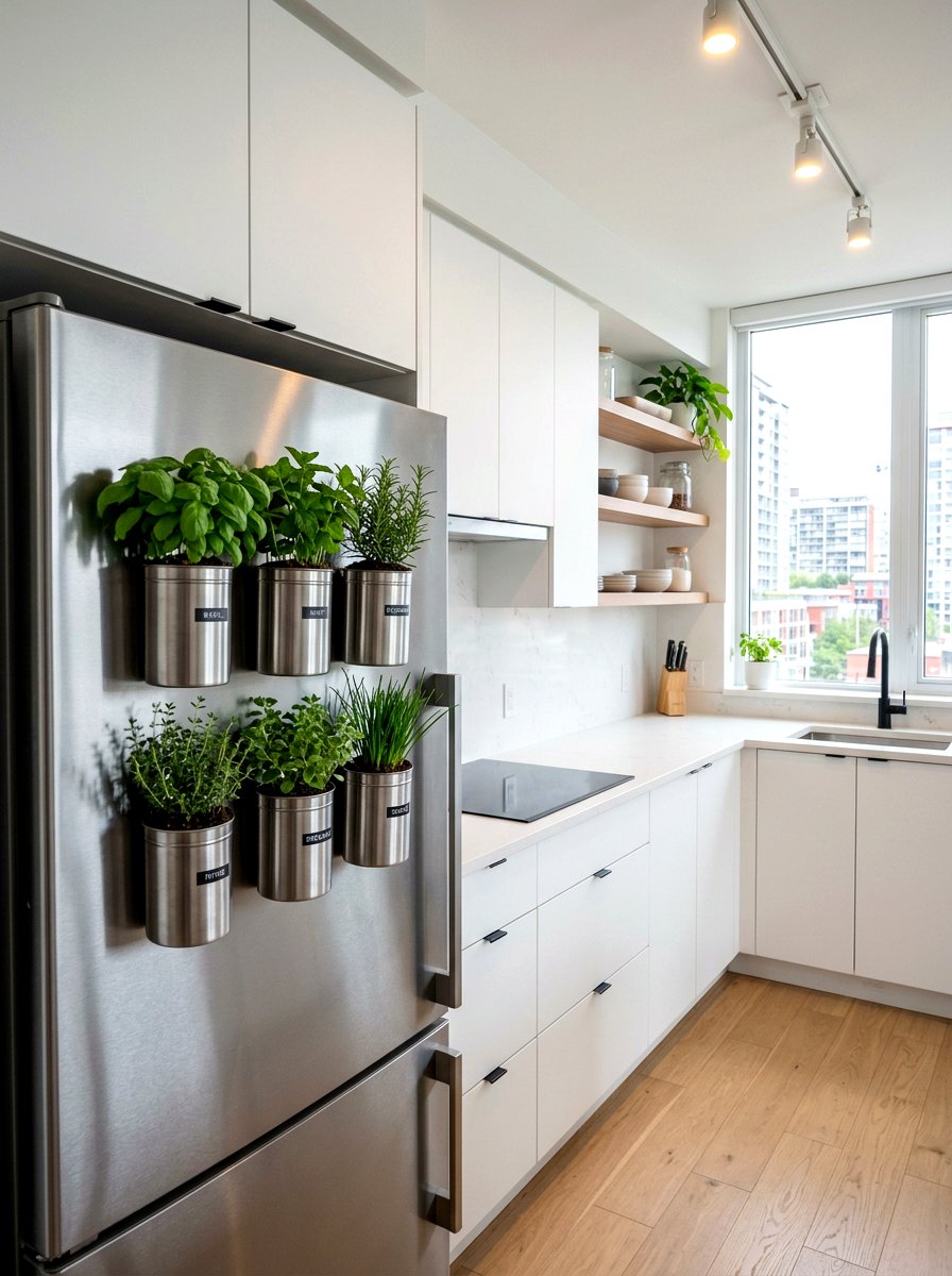 Magnetic Fridge Herb Planter - 25 Spring Indoor Herb Display Ideas